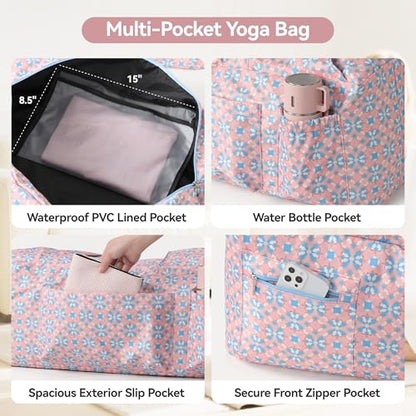 Yoga Mat Bag with Wet Pocket, Large Yoga Mat Carrier Fits All Your Stuff, Personalized Yoga Gifts, Gym Tote Bag for Women
