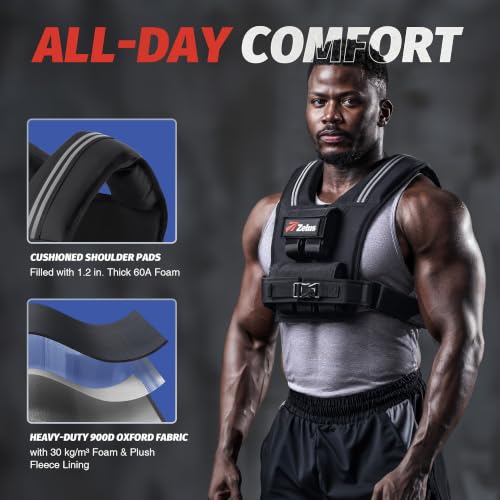 ZELUS Weighted Vest Men, 23lbs/36lbs/45lbs Adjustable Weight Vest - size: 36LB