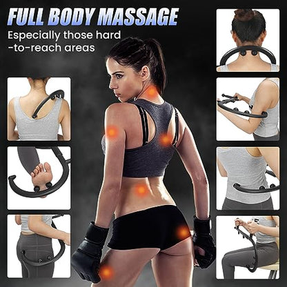 Trigger Point Massage Cane for Back Neck and Shoulder Relief, Deep Tissue Muscle Massage Hook for Knots and Tension, Ergonomic Self Massage Tool for Hard-to-Reach Areas, Lightweight Portable (Black)