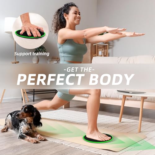ZILLEEN Exercise Sliders for Working Out Fitness Discs for Pilates Women Men, 2 Pack - color: Green