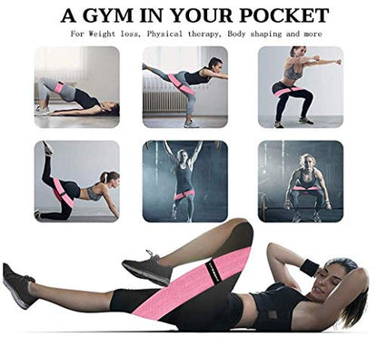 Non Slip Resistance Booty Bands, 3 Levels Fabric Workout Bands Exercise Bands Glute Bands Non Slip Hip Bands Booty Bands for Squat Glute Hip Training