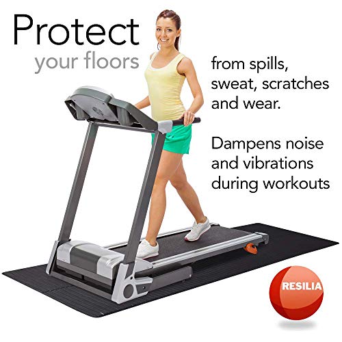 RESILIA Heavy-Duty Protective Floor Mat for Exercise Equipment, Heavy Duty and Easy-to-Clean Design Protects Floors, for Gym Use, Weightlifting, Training, Made in The USA