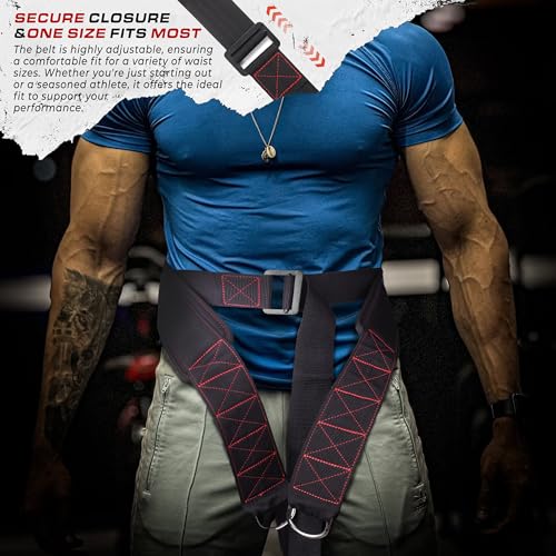 TAVIEW Sled Pulling Belt with Adjustable Closure, 2 Sled Pulling Straps & 4 Hooks – Ideal for Resistance Training, Strength