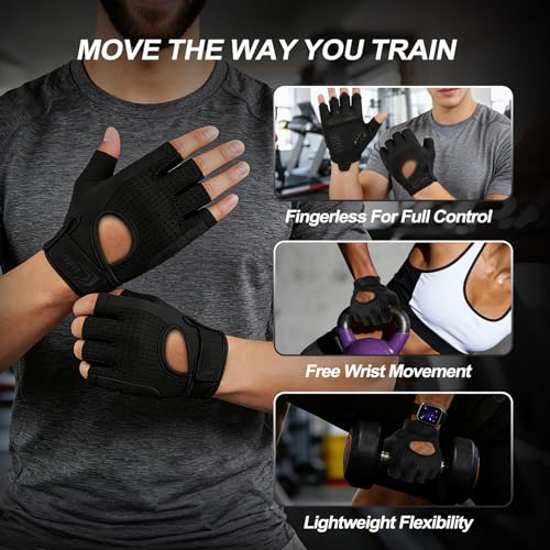 Gym Gloves for Men Women, Workout Gloves with 5MM Padded Palm, Fingerless Weight Lifting Gloves, Breathable Non-Slip Fitness Gloves for Training, Exercise - size: Small