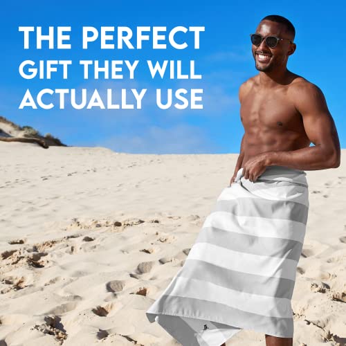 Dock & Bay Beach Towel - Quick Dry, Sand Free - Compact, Lightweight - 100% Recycled - Includes Bag - Cabana Light - Goa Grey - Extra Large (200x90cm, 78x35) - color: Cabana Light - Goa Grey, size: Extra Large (200x90cm, 78x35")