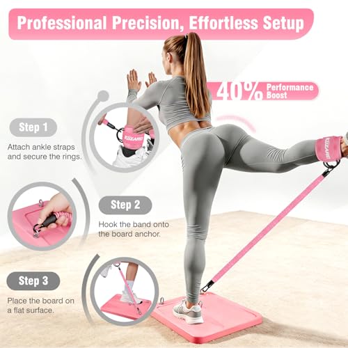 Glute Workout Equipment, Leg & Hip Exercise Equipment for Women, Resistance Bands with Ankle Straps & Exercise Board for Home Gym Fitness, Kickbacks, Hip Thrusts, Lower Body Training