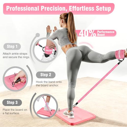 Glute Workout Equipment, Leg & Hip Exercise Equipment for Women, Resistance Bands with Ankle Straps & Exercise Board for Home Gym Fitness, Kickbacks, Hip Thrusts, Lower Body Training