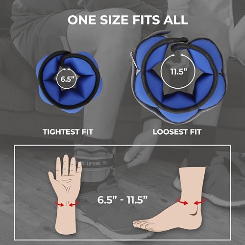 Adjustable Ankle Weights for Women & Men – 1 Pair (2–10 lbs) Wrist, Arm & Leg Weights for Gym, Yoga & Home Workouts – Secure Fit Strap Design – Durable Fitness Training Equipment - color: Royal Blue