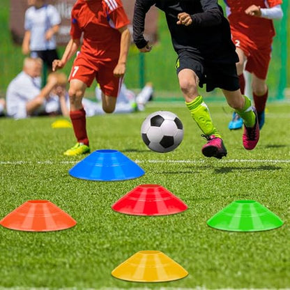 100 Pcs Soccer Cones with Strap Agility Disc Cones Soccer Training Cones, Field Marker Sport Training Cones for Challenge Football Basketball Skating Games Outdoor Indoor