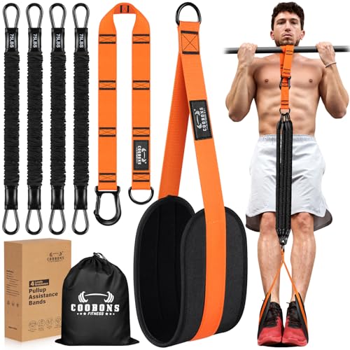 Pull Up Assistance Bands, 300lbs Heavy Duty Resistance Bands for Pull Ups with Adjustable Height, Fabric Feet Rest & Knee Support, Strength Training Pull Up Bar Assist Bands for Home Gym Workouts - color: Orange
