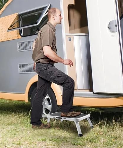 RV Step Stool,Car Accessories Adjustable Folding Step Stools with Non-Slip Platform,Camper Steps,Capacity Folding Portable Steps Ladder,Supports up to 500 lb,Fits Most RV,Trailers,Trucks,SUV