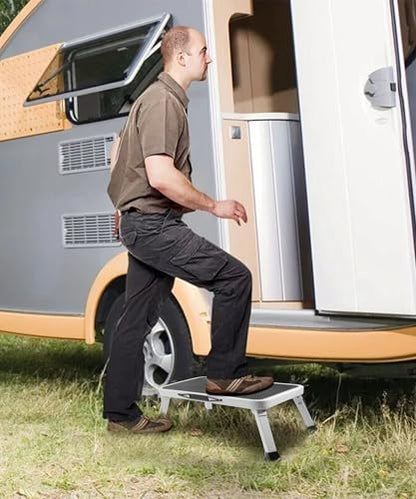 RV Step Stool,Car Accessories Adjustable Folding Step Stools with Non-Slip Platform,Camper Steps,Capacity Folding Portable Steps Ladder,Supports up to 500 lb,Fits Most RV,Trailers,Trucks,SUV