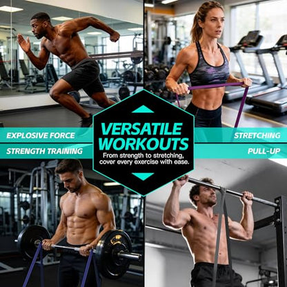 Pull Up Bands, Resistance Bands Set, Exercise Workout Bands for Men & Women, Ideal for Body Stretching, Physical Therapy and Muscle Training - color: Purple