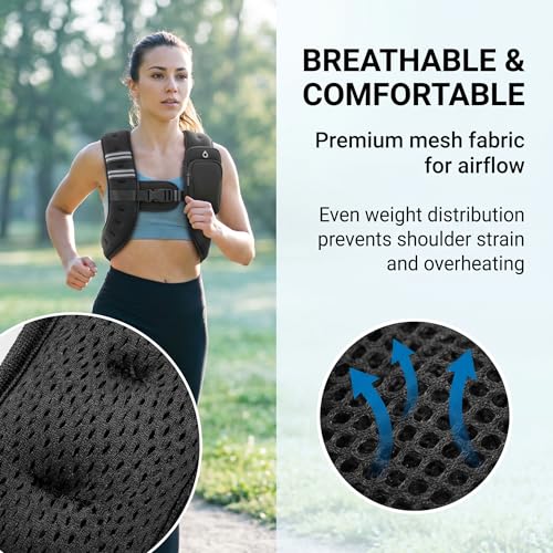 Weighted Vest for Men Women, Breathable Fitness Vest with Reflective Strips for Running & Strength Training - size: 8LB