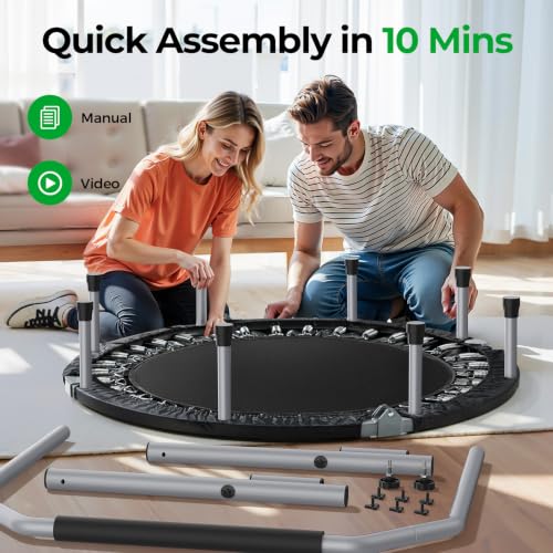 BCAN SP2 40/48" Foldable Mini Rebounder Trampoline for Adults |FED Fitness - color: Black, size: 48-inch