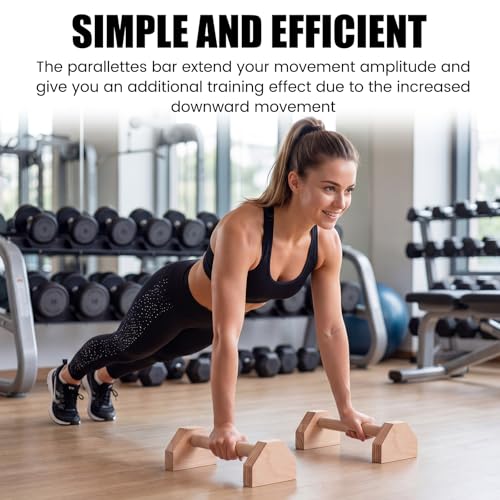 2 Pcs Wooden Parallettes Bars Push up Stands 15.7/19.7 Inch Push up Bars Calisthenics Equipment Non Slip Base Solid Portable Exercise Home Workout Equipment for Strength Training - size: 15.7 Inch