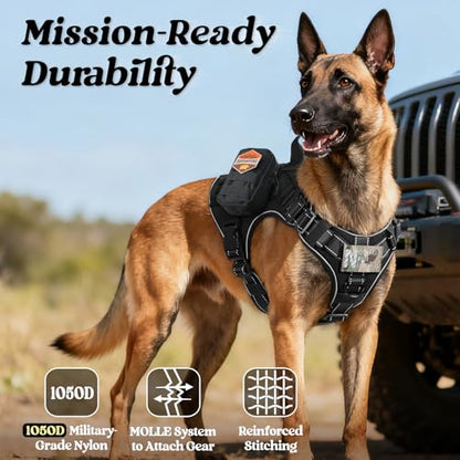 rabbitgoo Tactical Dog Harness for Small, Heavy Duty Military No Pull Vest - color: Black Reflex, size: Small