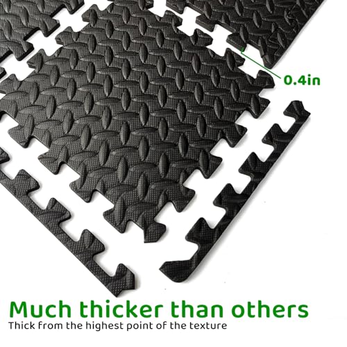 3x6 Feet Interlocking Foam Floor Mats (18-Pack) - 0.4"（10mm Thick Gym Mats for Home Workouts, Exercise & Play - Puzzle Tiles for Home Gym, Yoga, Kids Area.