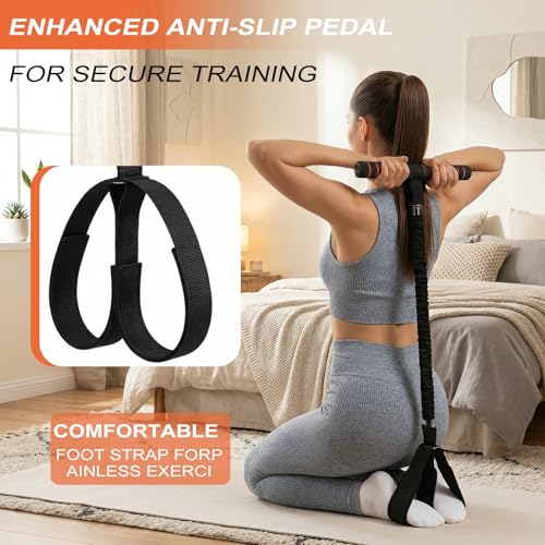 Durable Pedal Resistance Band with Handle, Thickened Latex Tubes and Soft Foam Fabric Foot Pedal, Sit Up Exercise Equipment Portable Unisex Resistance Exercise Bands(Black + Orange)