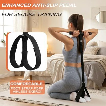 Durable Pedal Resistance Band with Handle, Thickened Latex Tubes and Soft Foam Fabric Foot Pedal, Sit Up Exercise Equipment Portable Unisex Resistance Exercise Bands(Black + Orange)
