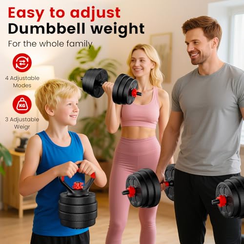 Adjustable Dumbbell Set, 20/33/45/70/90lbs Free Weight Set with Connector, 4 in1 Dumbbells Set Used as Barbell, Kettlebells, Push up Stand, Weight Set for Home Gym Suitable Men/Women - color: 45LB (22.5LB Pair)
