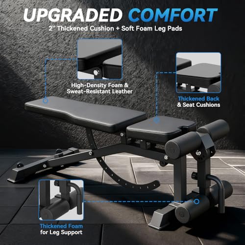 Strength Weight Bench 32 Adjustable Positions Training Benches - Heavy Duty Home Gym Equipment with 1300 LBS Weight Capacity Durable Steel Construction Incline Decline Bench for Full Body Workout - color: Black-1
