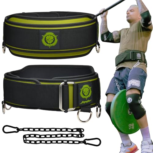 2-in-1 Weightlifting Belt & Dip Belt with Chain for Added Weight Training,Weightlifting, Squats, Deadlifts,Powerlifting for Men & Women - color: Green/Green, size: Small