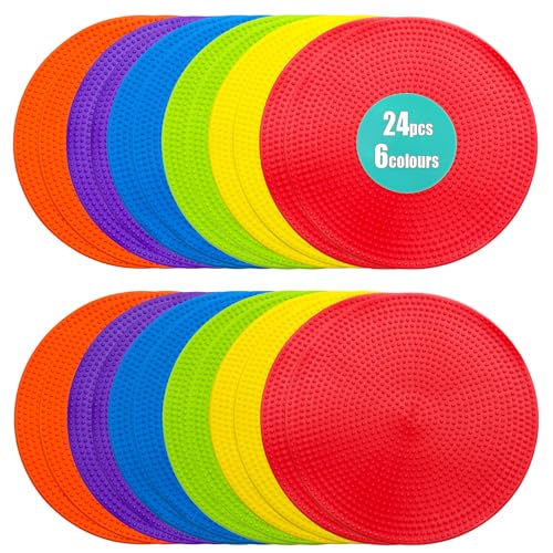 Spot Markers 4.72/9 Inch 12/24/36 Pcs Anti-Slip Agility Floor Markers,Colorful Flat Field Gym Classroom Floor Spots Set for Indoor Outdoor Soccer Basketball Sports Speed Training and Drills