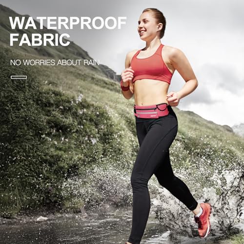 Jueachy Running Belts for Women Waterproof Fanny Pack Running Waist Pouch Phone holder Adjustable Sports Money Belt with Headphone Port