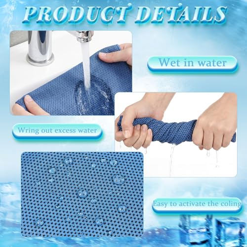 Honoson 10 Pcs Cooling Towels with Bottle, 47 x 12 in, Dark Blue - color: Dark Blue