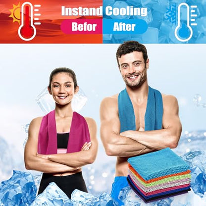 Peryiter 20 Pack Cooling Towels with Carrying Bags Cooling Towels Bulk - size: 35 x 12 Inch, style: Bag