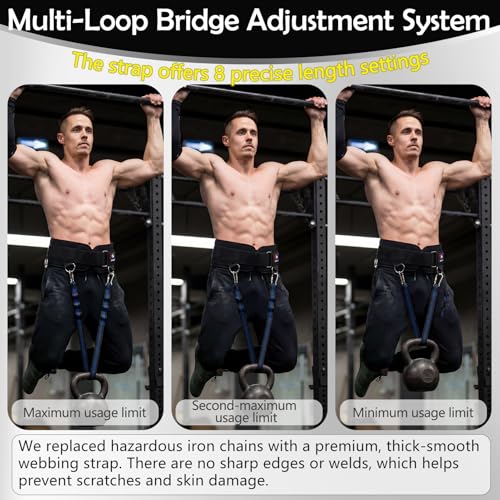 5 D-Rings Dip Belt with 30.7" Adjustable Nylon Strap for Pull Up