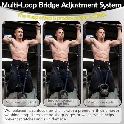 5 D-Rings Dip Belt with 30.7" Adjustable Nylon Strap for Pull Up