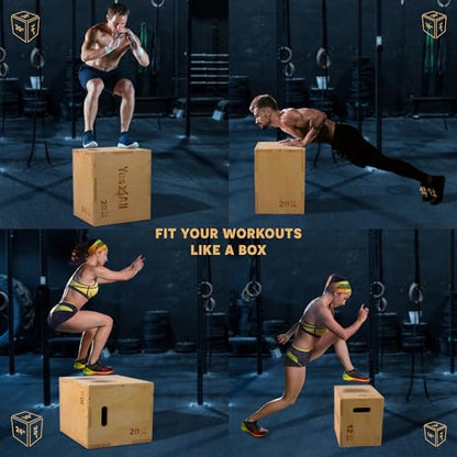 Yes4All Plyo Box, 3-in-1 Wooden Box Jump for Home Gym, Lunges, Squats, Dips - color: A. Wood Basic, style: 30" x 24" x 20"