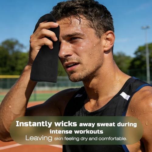 20 Pack 12"x10" Microfiber Sweat Absorbing Handkerchiefs for Men, Quick-Dry Sweat Rags Towels for Face, Neck, Gym