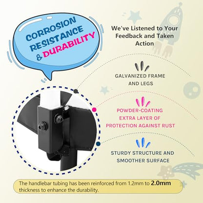 SkyBound 36 Inch Indoor Trampoline for Kids - Kids Trampoline Indoor with Handle - Toddler Trampoline with Upgraded 2.0mm Steel Pipe and Handlebar - Mini Indoor Trampoline for Kids Age 3 and Above