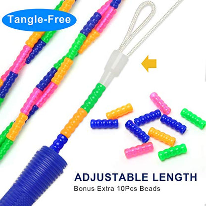 16 FT Long Jump Rope(1 PACK), Double Dutch Jump Ropes, Soft Beaded Skipping for Kids Adults, Plastic Segmented Long Enough for 4-5 Jumpers - color: Blue