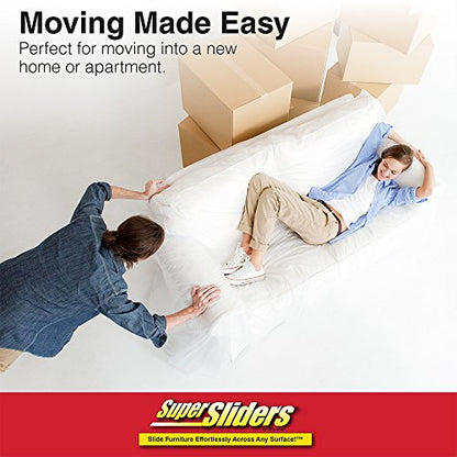 Super Sliders Reusable Furniture Slider Movers for Carpet– Quickly and Easily Move Any Item, 9-1/2” x 5-3/4” Large and 3-1/2” x 6” Small Combo Pack (8 Pieces)