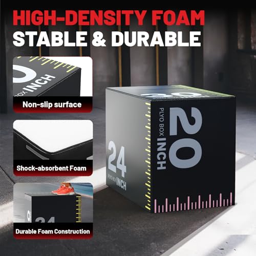 papababe 3-in-1 Jump Box, Anti-Slip, High-Density Foam - style: 20 x 24 x 30 inch (16 lb)-Colored A