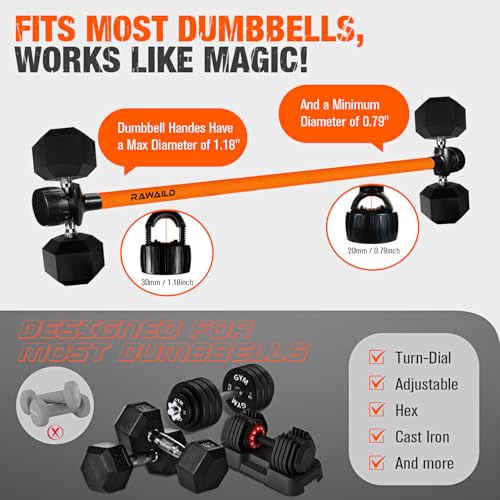 Dumbbell Converter, Convert Dumbbells to Barbell Set, Weight Bar for Bench Presses, Squats, Hip Thrust, Deadlifts, Home Weightlifting and Strength Training, Versatile Home Gym Equipment