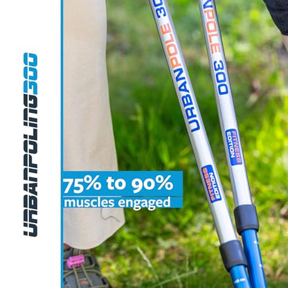 Urban Poling Series 300 Urban Poles – 1 Pair – Fitness Edition- Patented Ergonomic CoreGrip™ for Stability – Adjustable, Collapsible, Lightweight for Comfort
