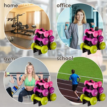 3-Tier Dumbbell Rack, Weight Stand for Home Gym | Compact Dumbbell Storage Organizer, PP Hand Weight Rack Holder for Small Dumbbell Sets Exercise Equipment
