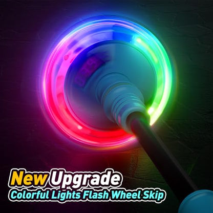 HopeRock Skip Ball Toy for Girls Ages 6-10,Girl Birthday Gifts,3 Fun Modes,Flashing Light-Up Wheel,LED Digital Counter,Replaceable Battery,Girl Birthday Gifts for Age 6-10+ (Light Blue) - color: Light Blue