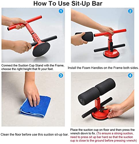 Sit-Up Bar With Foam Handle and Rubber Suction Seat Up Fitness Equipment Sit-ups and Push-ups Assistant Device For Weight Lose Gym Workout Abdominal Curl Exercise Work Out Trainer (Pack of 1)