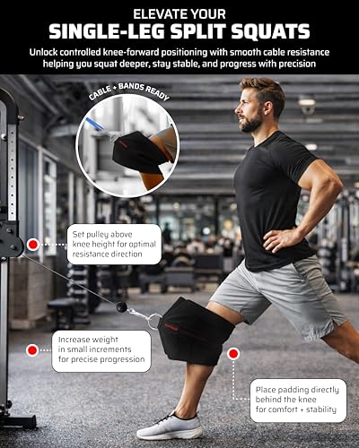 THEFITGUY Squat Knee Attachment for Cable Machine, Resistance Band & Smart Gym | Supports Deep Split Squats | Promotes Knee Strength, Ankle Mobility & Joint Stability | Home & Commercial Gym Accessory