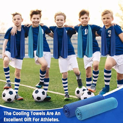 100 Pack Cooling Towels, 40"x12" Cooling Towels for Neck and Face Breathable Soft Chilly Sweat Rag Microfiber Sport Rags for Gym Yoga Golf Running - color: Dark Blue and Light Blue