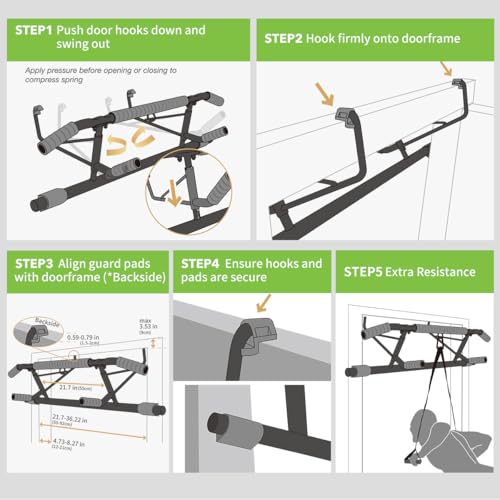 KAKICLAY New Upgrade Pull Up Bar for Doorway - Foldable Design & Space-Saving, Upto 440 Lbs Capacity, No Screwing or Slipping - USA Original Patent, Designed, Shipped, Warranty