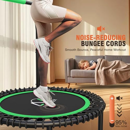 ANCHEER 40" Bungee Rebounder Trampoline with Adjustable Handle, 400LBS - color: Lime Green