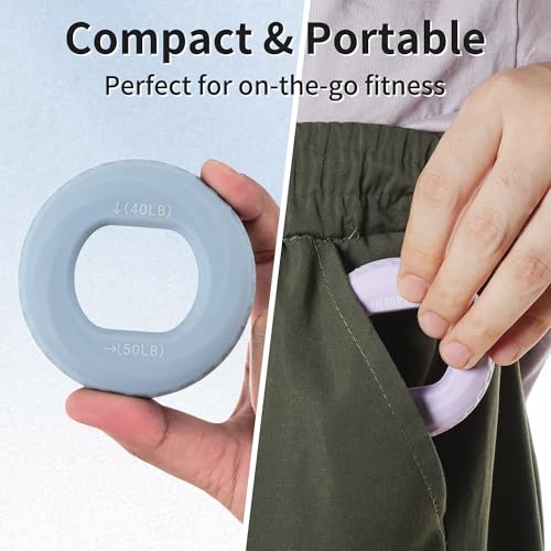 Hand Grip Strengthener, Adjustable Strength Grip, Silicone Grip Circle, for Men Adult, 2 Pcs - color: Purple & Sky Blue(30/40LB,40/50LB)