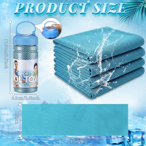 Honoson 10 Pcs Cooling Towels with Bottle, 47 x 12 in, Light Blue - color: Light Blue